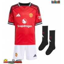 Camisa de Futebol Manchester United Leny Yoro #15 Equipamento Principal Infantil 2025-26 Manga Curta (+ Calças curtas)